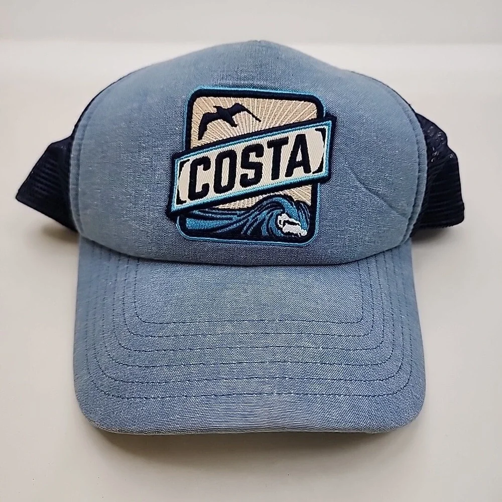 Costa Del Mar Mesh Trucker Snapback Hat –‎ Blue White Logo
